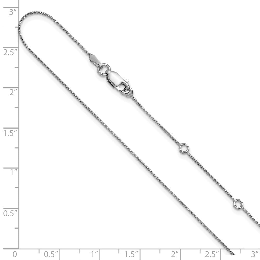 Sterling Silver RH-plt .85mm D/C Spiga 1in+1in Adjustable Chain