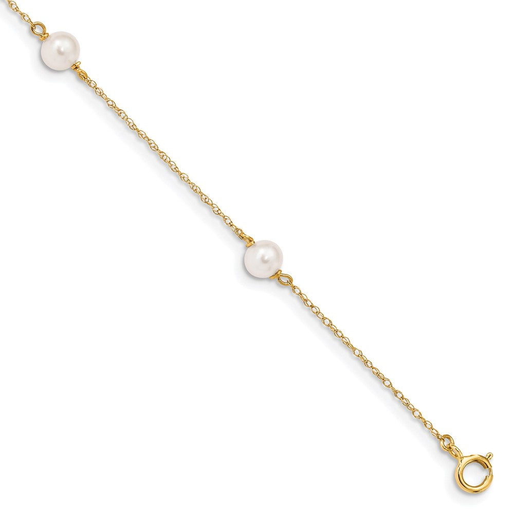 14k Madi K 5-6mm White Near-Round Freshwater Cultured Pearl 3-Station 6 inch Bracelet 6 inches