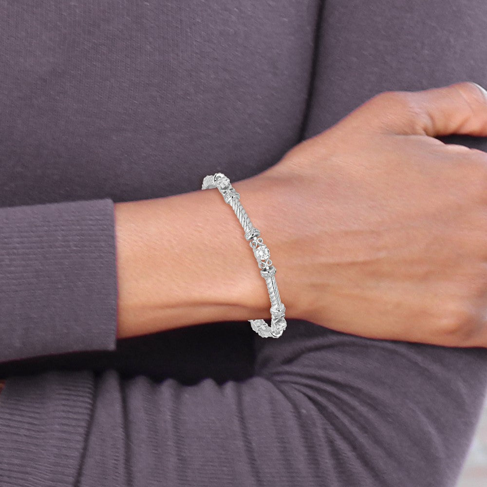 Sterling Silver Rhodium-plated CZ Bracelet 7 inches
