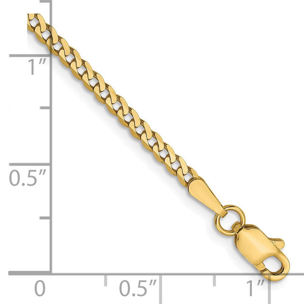 14K 2.2mm Flat Beveled Curb Chain 7 inches