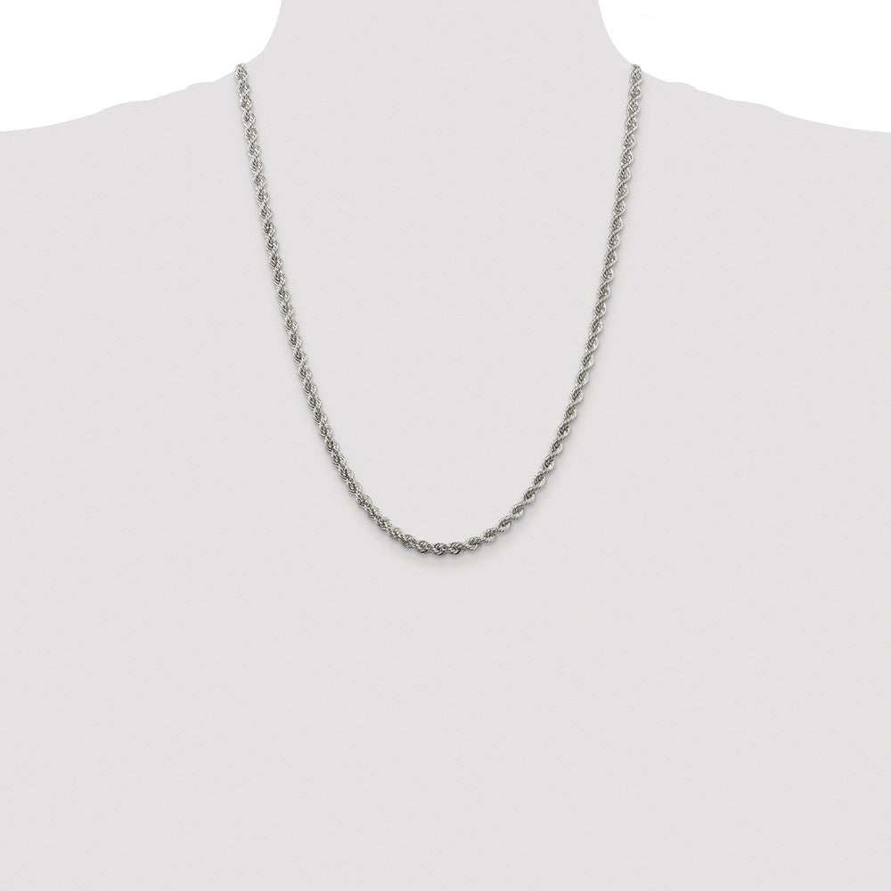 Sterling Silver Rhodium-plated 4.3mm Solid Rope Chain