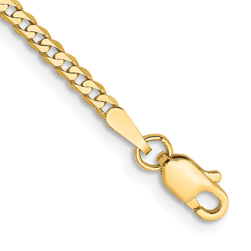 14K 8 inch 2.2mm Flat Beveled Curb with Lobster Clasp Bracelet 8 inches
