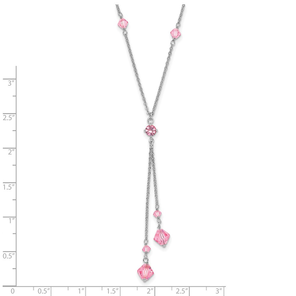 Rhodium-plated Kelly Waters Pink Crystal Drop Necklace