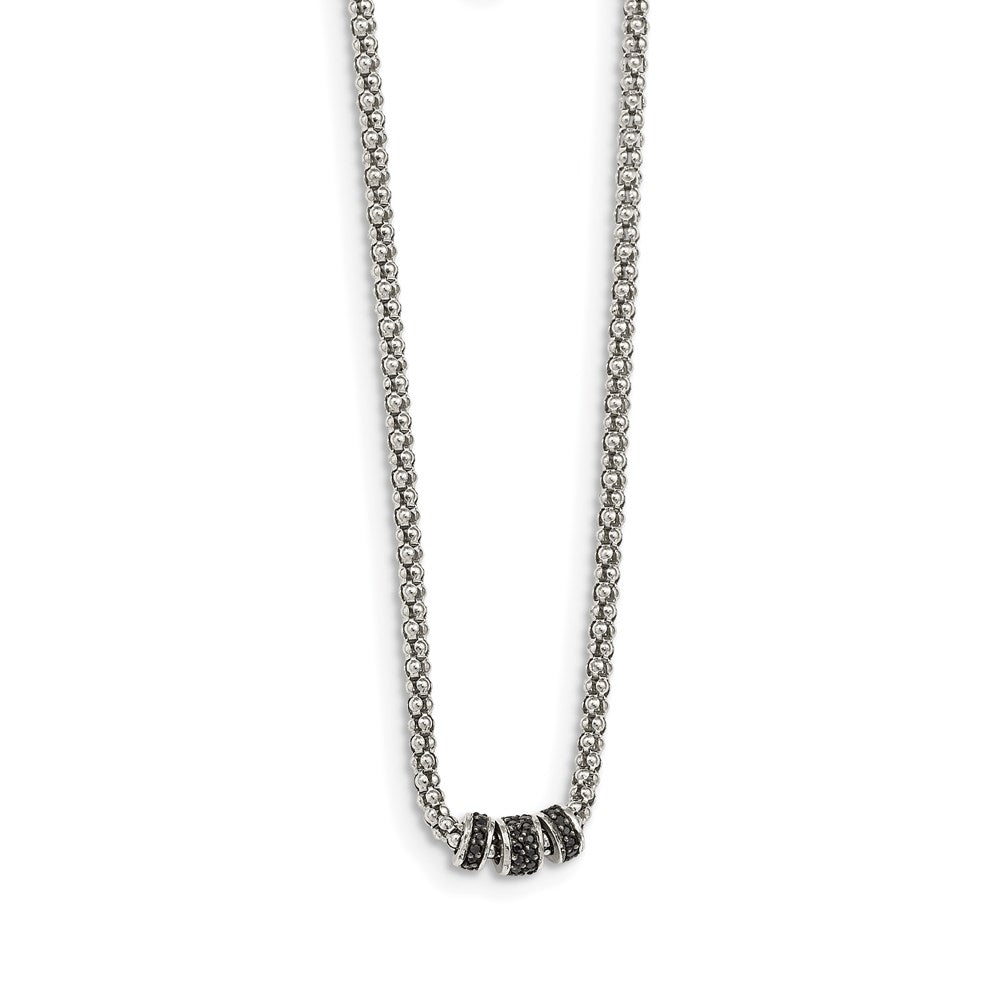 Sterling Silver Black Sapphire Bead Necklace