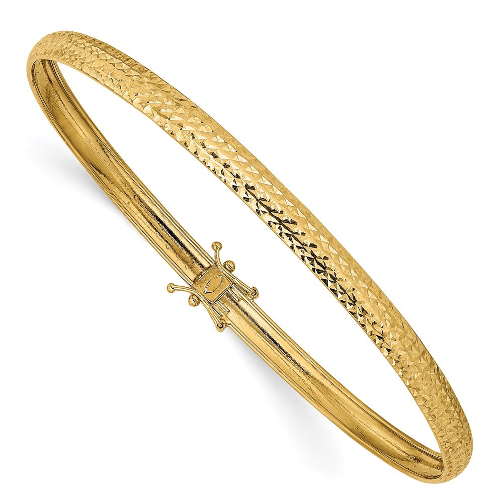 14K Yellow Gold Polished D/C Flexible Bangle 8 inches