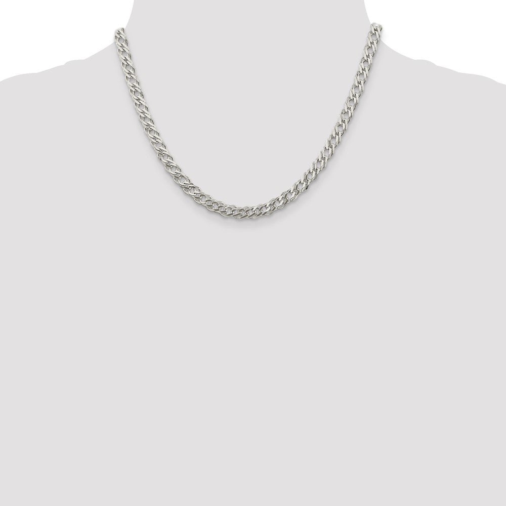Sterling Silver 5.65mm 6 Side D/C Flat Double Curb Chain 18 Inches