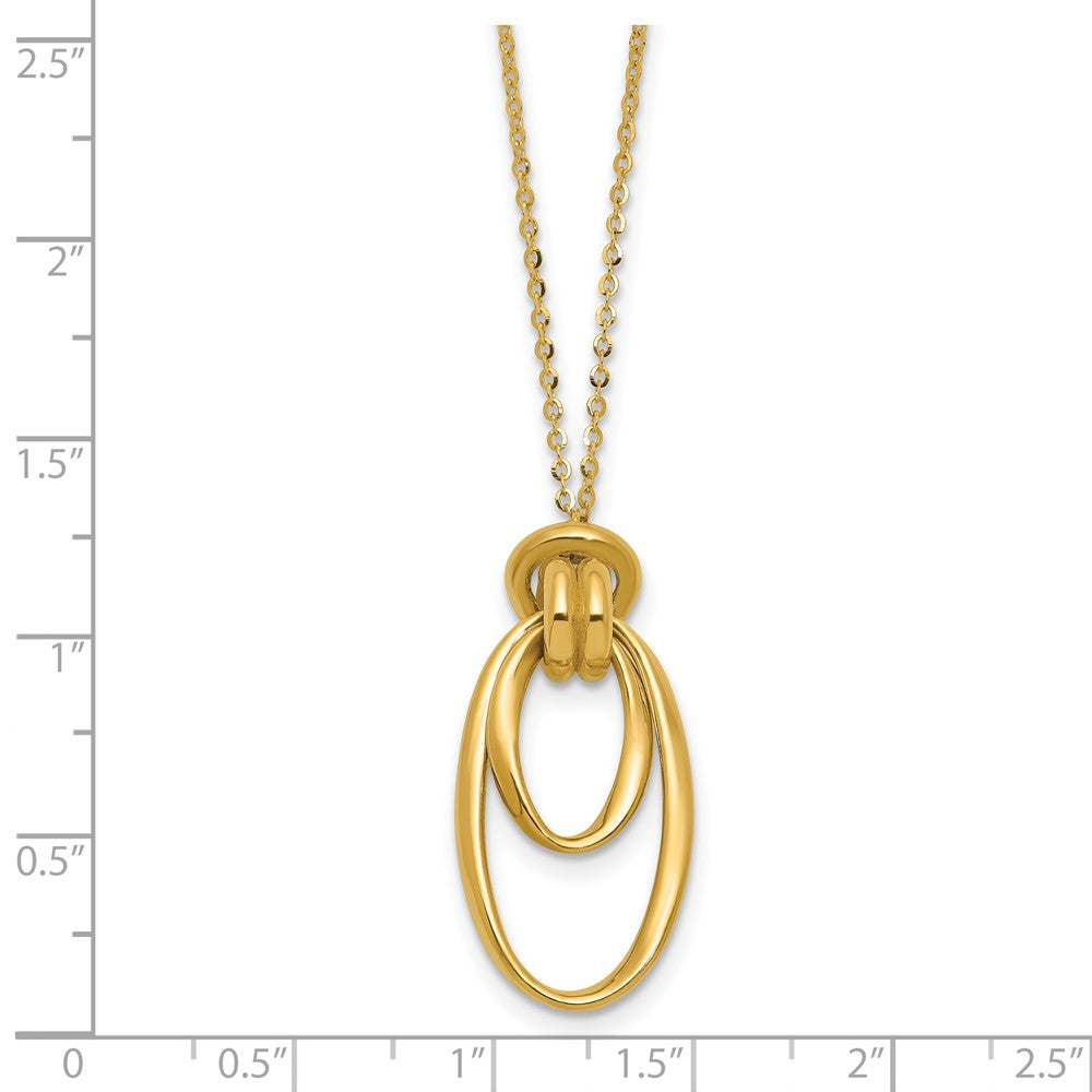 14K Polished Fancy Ovals with 2in Ext. Necklace