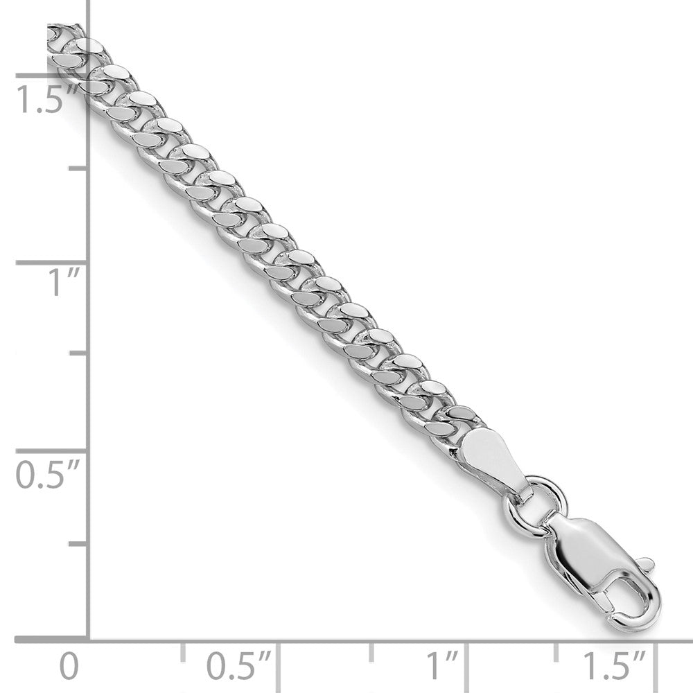 Sterling Silver Rhodium-plated 3.25mm Domed Curb Chain 8 inches