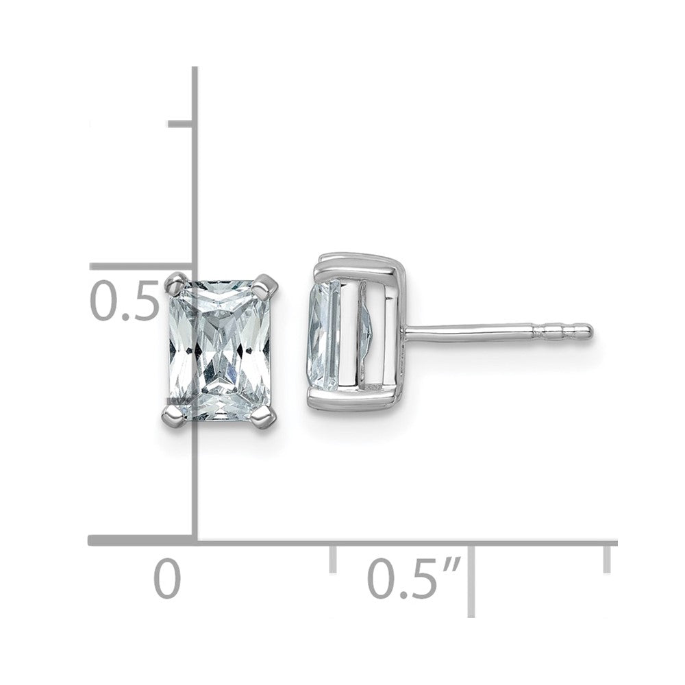 14k White Gold 2 carat Lab Grown Diamond VS+ F+ Radiant Complete Four Prong Stud Earrings