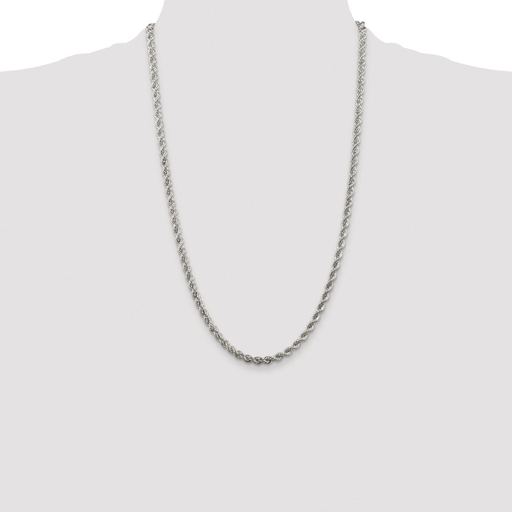 Sterling Silver Rhodium-plated 4.3mm Solid Rope Chain