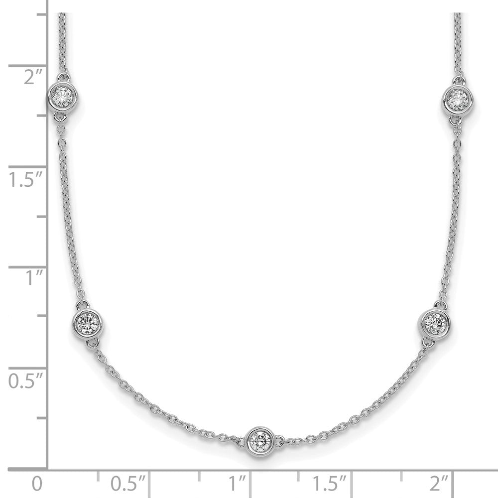 14k White Gold Complete 7/8 carat Bezel-set Diamond and Cable Chain 15-Station 18 inch Necklace