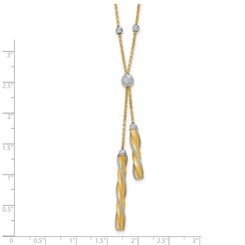 14K Two-tone Polished/Satin/Dia-cut Fancy with 2in ext. Necklace