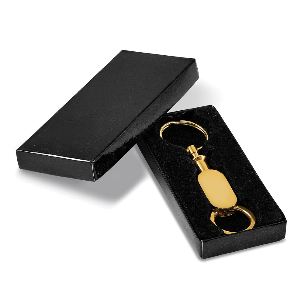 Gold-tone Engravable Oval Double Valet Key Ring
