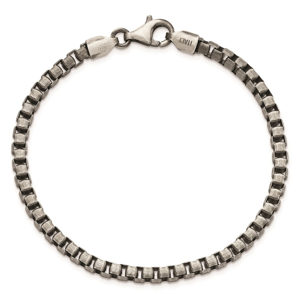 Sterling Silver Antiqued Brushed Box Bracelet 8 inches
