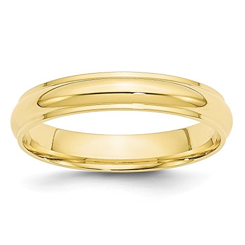 10k Yellow Gold 4mm Half Round with Edge Wedding Band Size 9.5