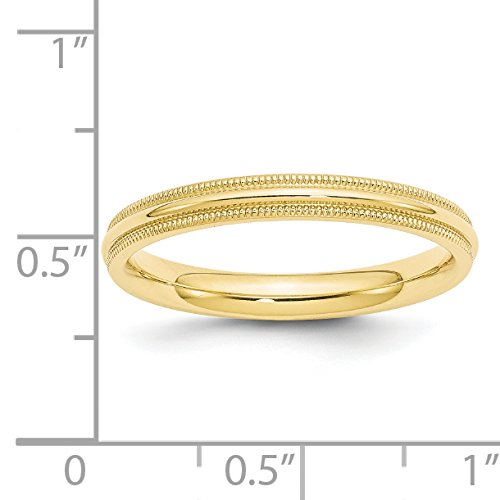 10k Yellow Gold 3mm Milgrain Half Round Comfort Fit Wedding Band Size 10