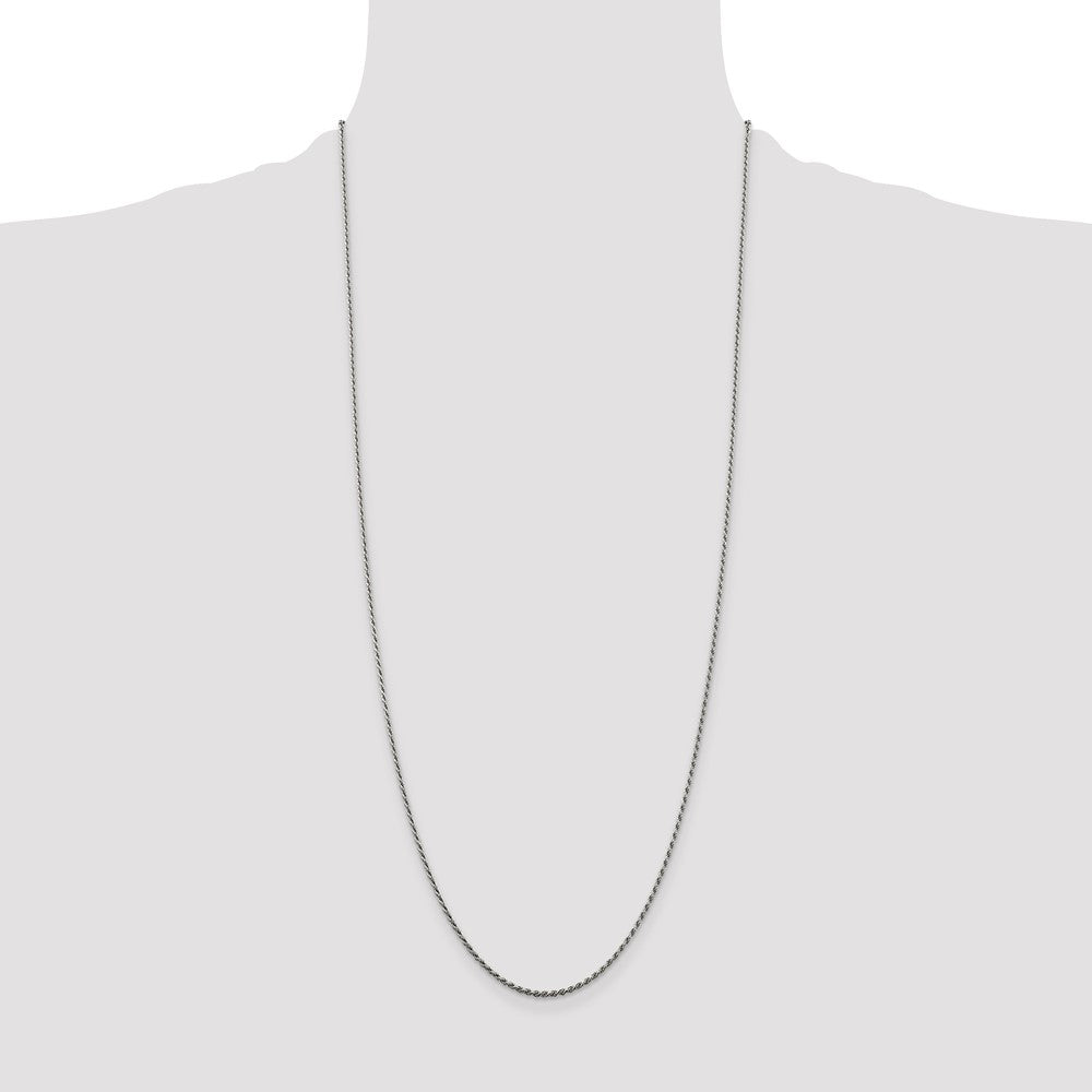 Sterling Silver Rhodium-plated 1.5mm Diamond-cut Rope Chain 30 Inches