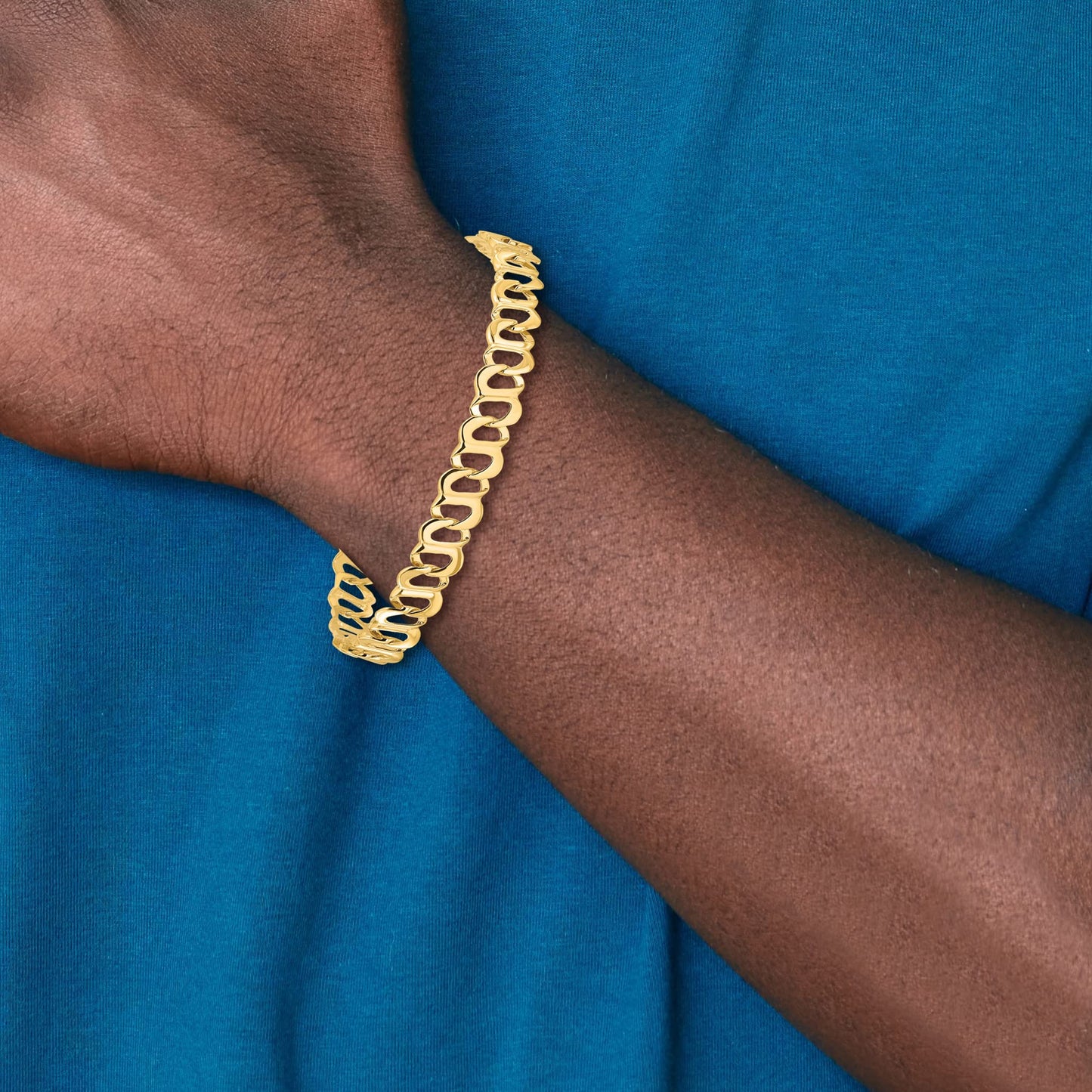14k Polished 8mm Fancy Link 8.75 inch Bracelet