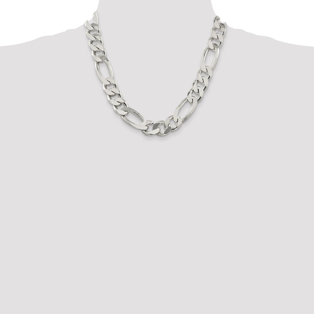 Sterling Silver 15mm Figaro Chain 20 Inches