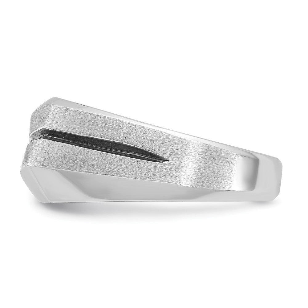 14k White Gold with Black Rhodium IBGoodman Men's Satin 1/5 carat Diamond Complete Ring