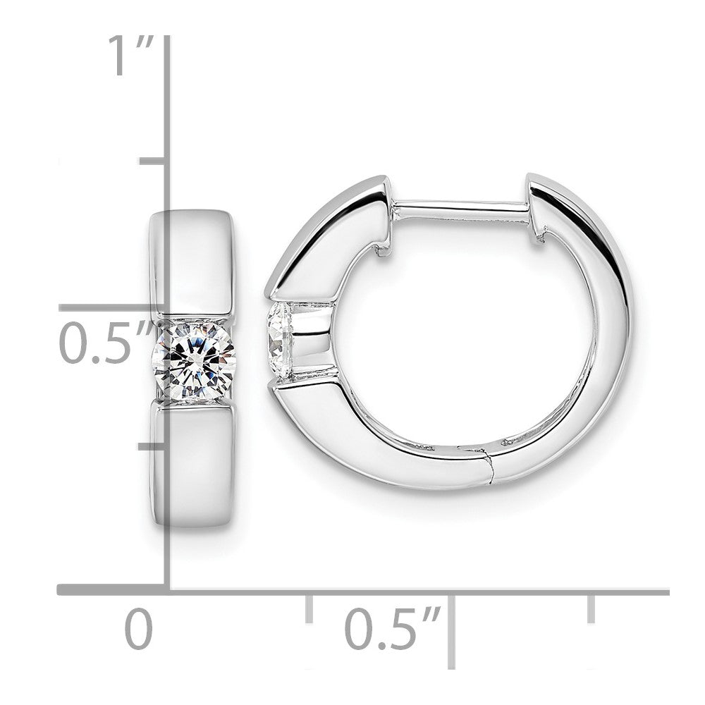 True Origin 14k White Gold 1/4 carat Lab Grown Diamond VS DEF Hinged Hoop Earrings
