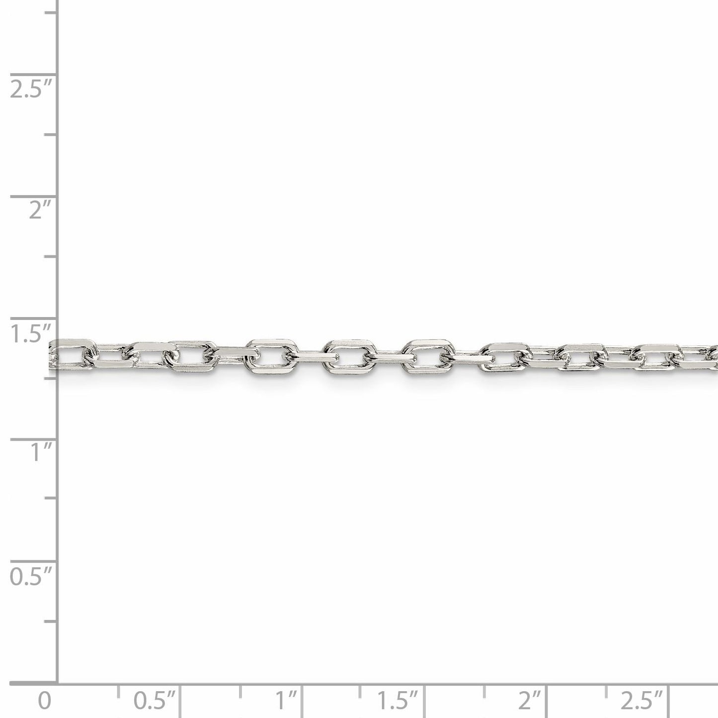 Sterling Silver 3.75mm Diamond-cut Long Link Cable Chain 18 Inches