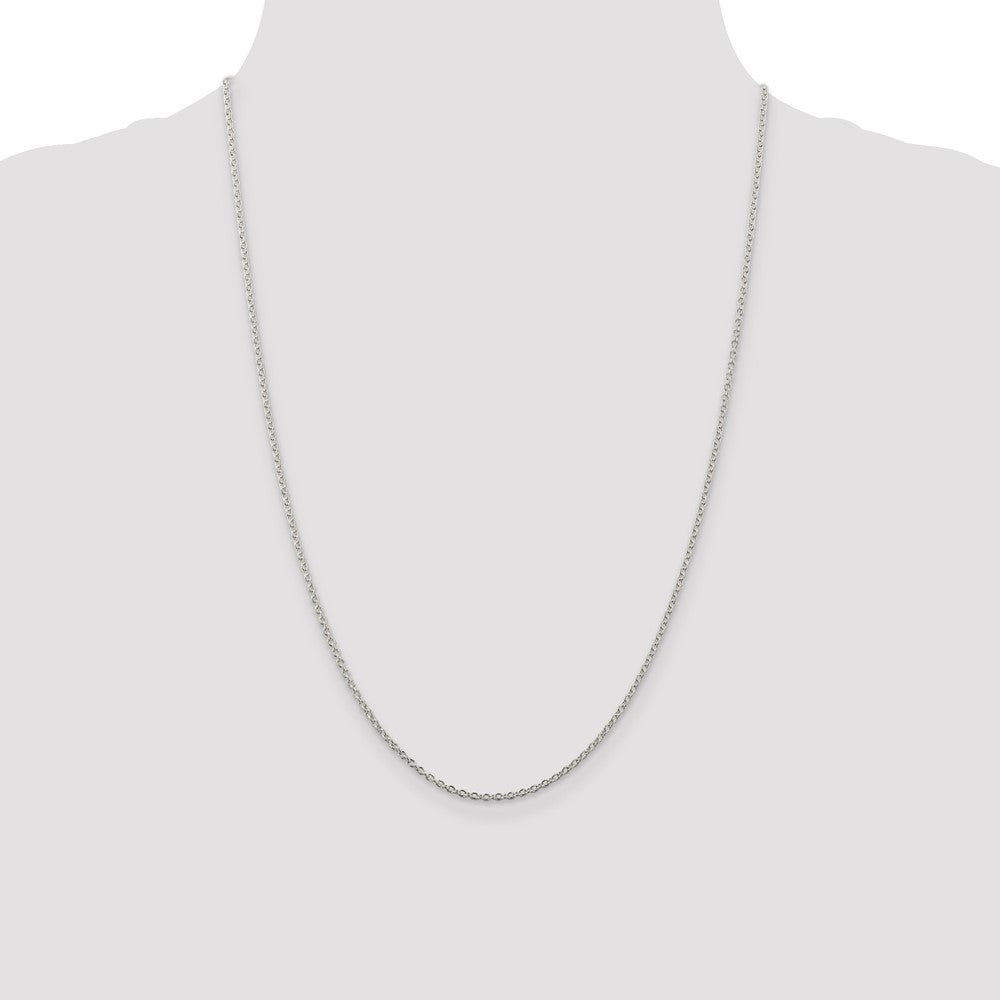 Sterling Silver Rhodium-plated 1.95mm Cable Chain 24 Inches