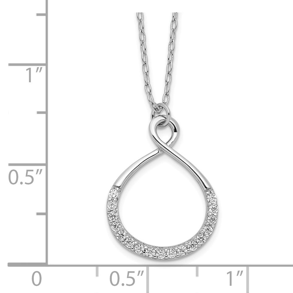 Sterling Silver Rhodium-plated with CZ Infinity w/ 2 IN EXT Necklace 16 Inches
