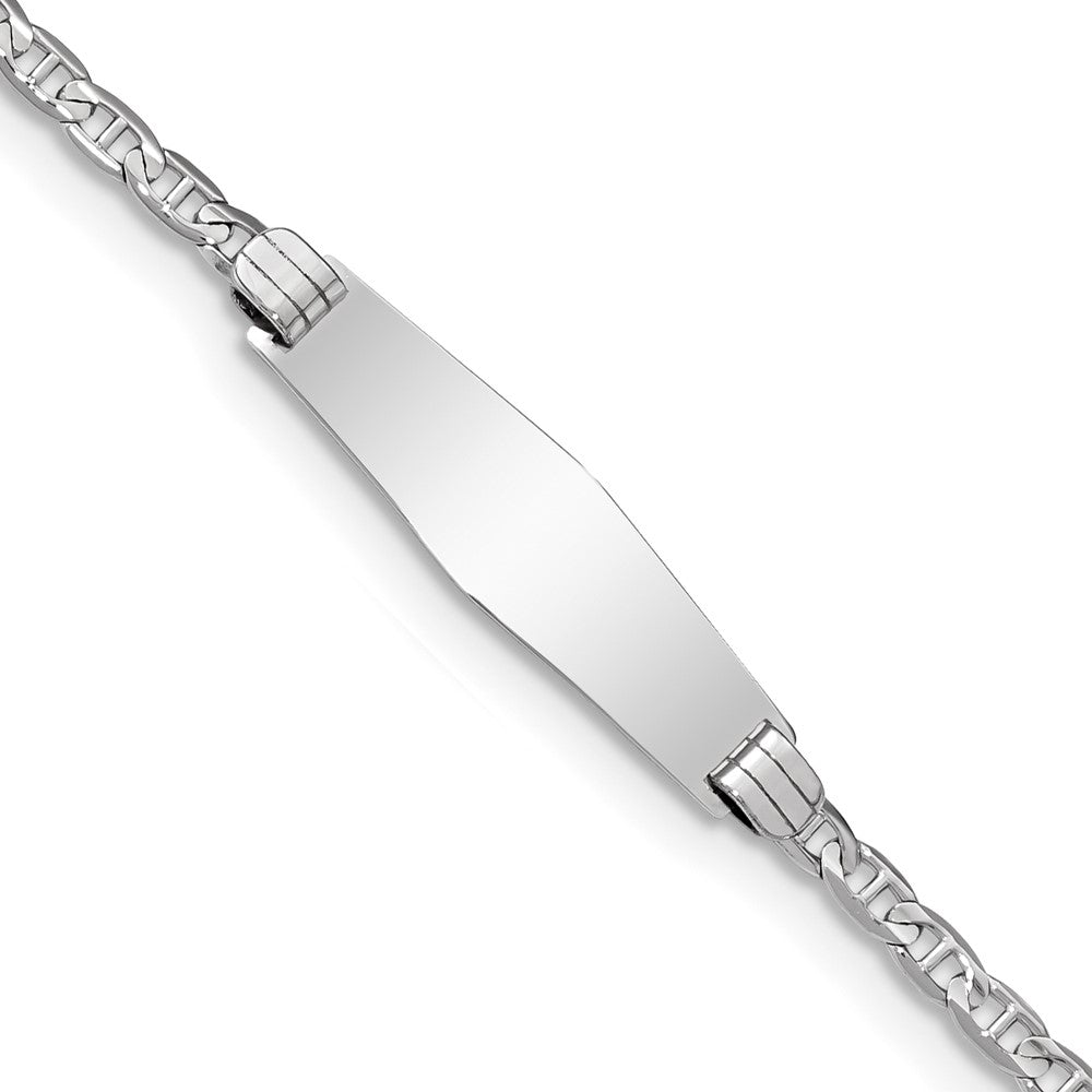 14k WG Semi-Solid Soft Diamond Shape Anchor Link ID Bracelet 8 inches