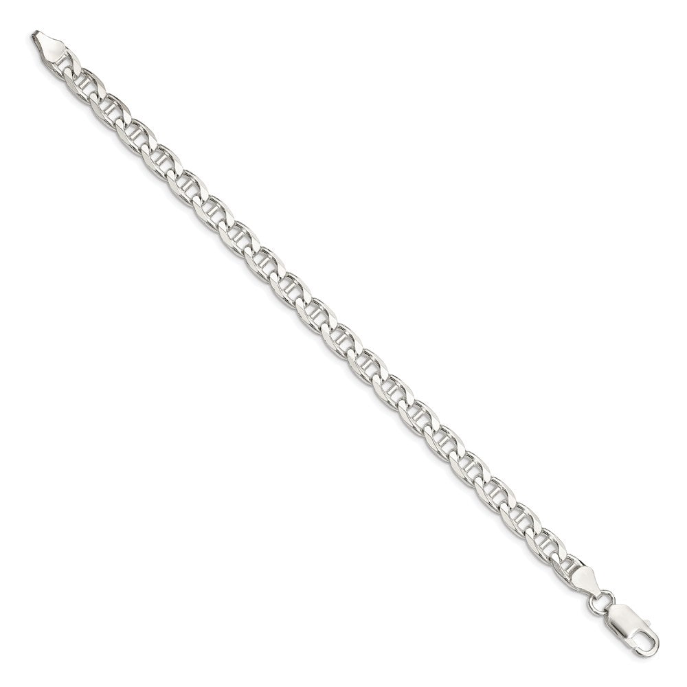 Sterling Silver 6.5mm D/C Flat Anchor Curb Chain 7 inches