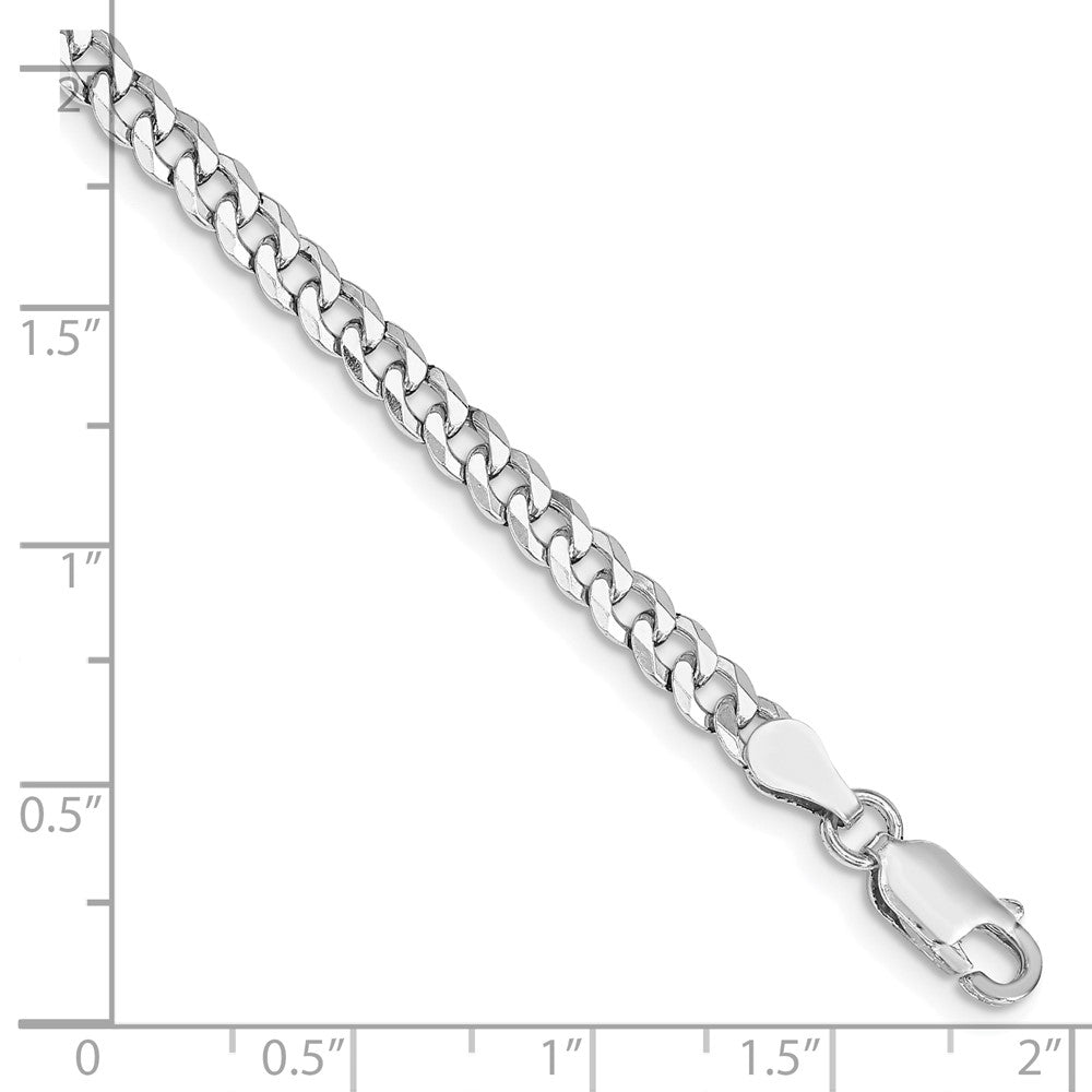 Sterling Silver Rhodium-plated 4mm Beveled Curb Chain 8 inches