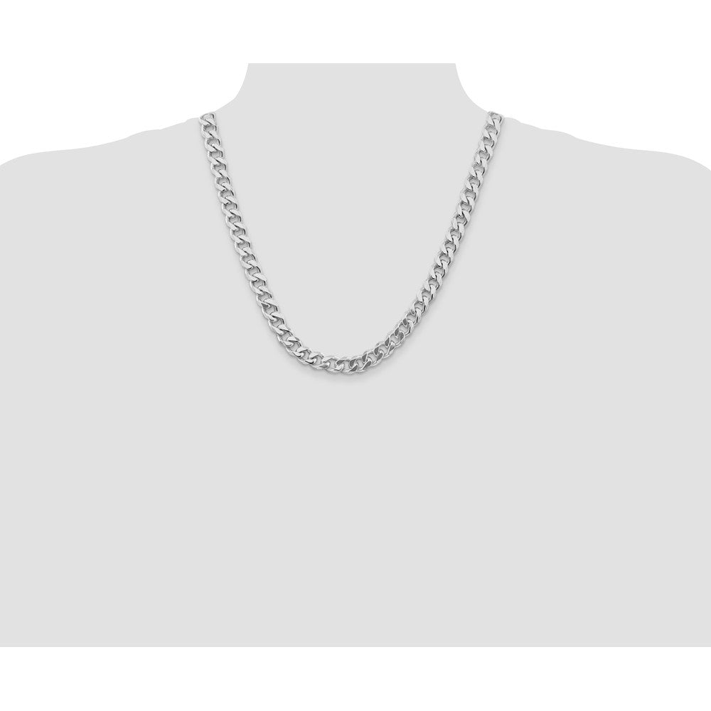Sterling Silver Rhodium-plated 9.3mm Curb Chain 22 Inches