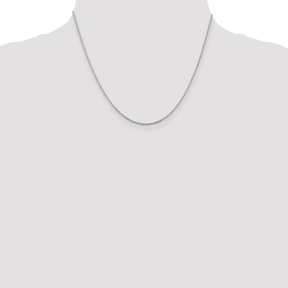 Sterling Silver Rhodium-plated 1.1mm Diamond-cut Rope Chain w/2in ext.