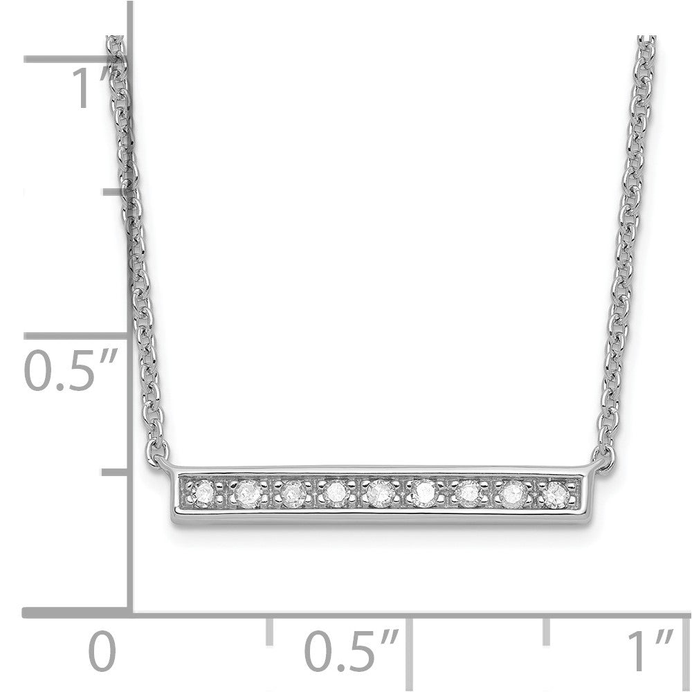 Sterling Silver Polished Diamond Bar Necklace
