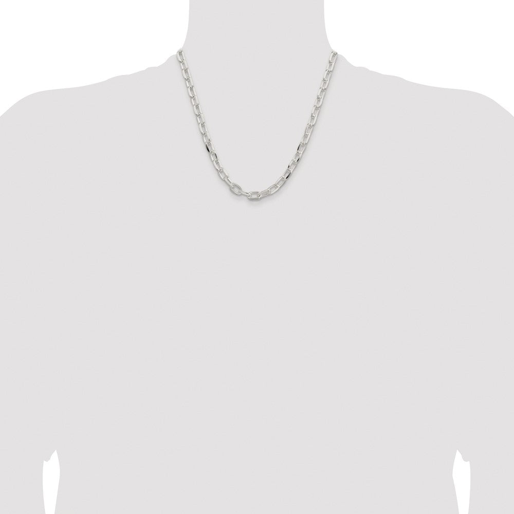 Sterling Silver Rhodium-plated 7.5mm Diamond-cut Long Link Cable Chain