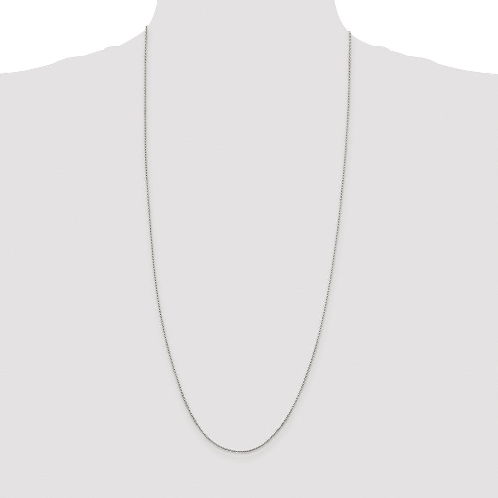 Sterling Silver Rhodium-plated 1mm Round Box Chain