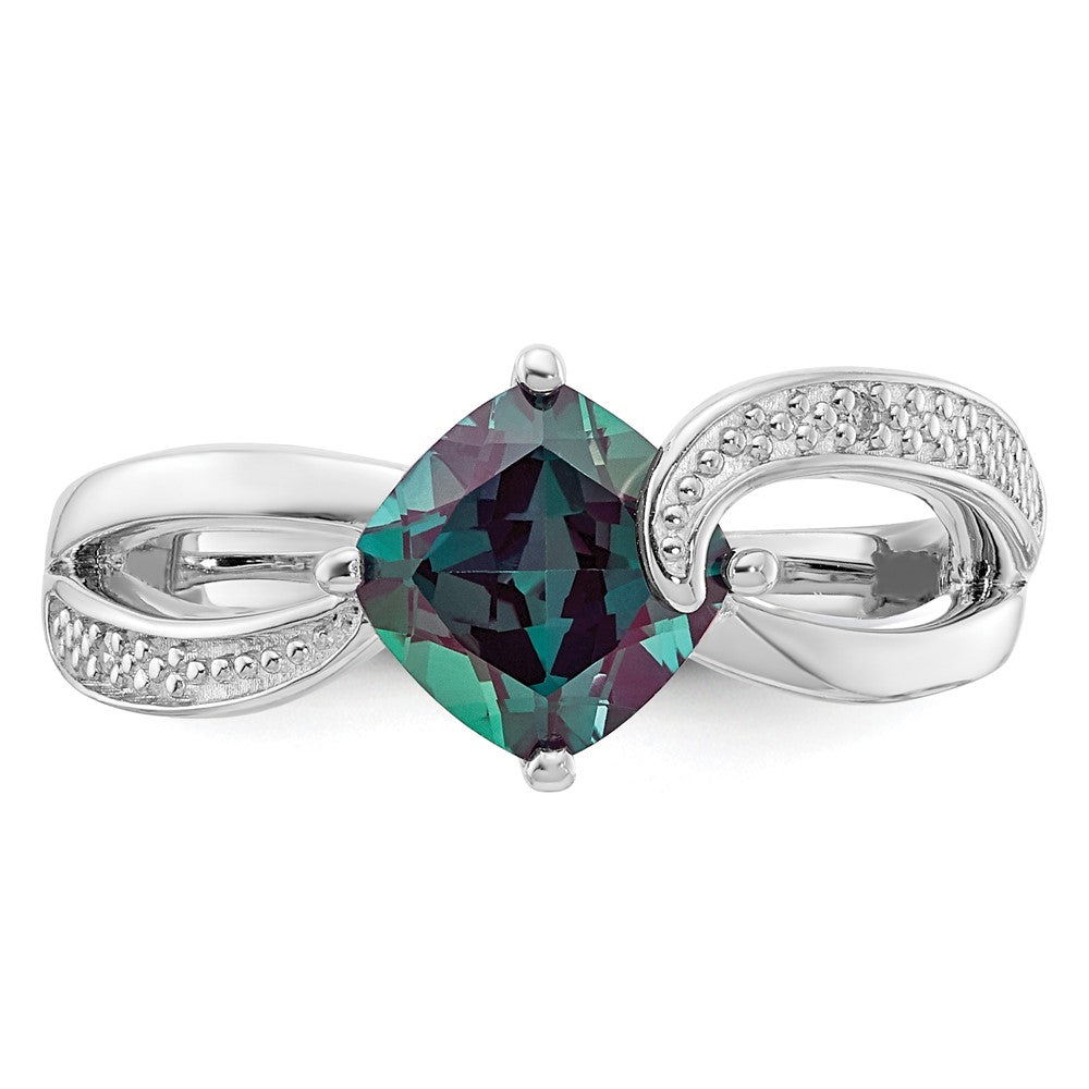 ANC Sterling Silver CR Alexandrite & Diamond Ring