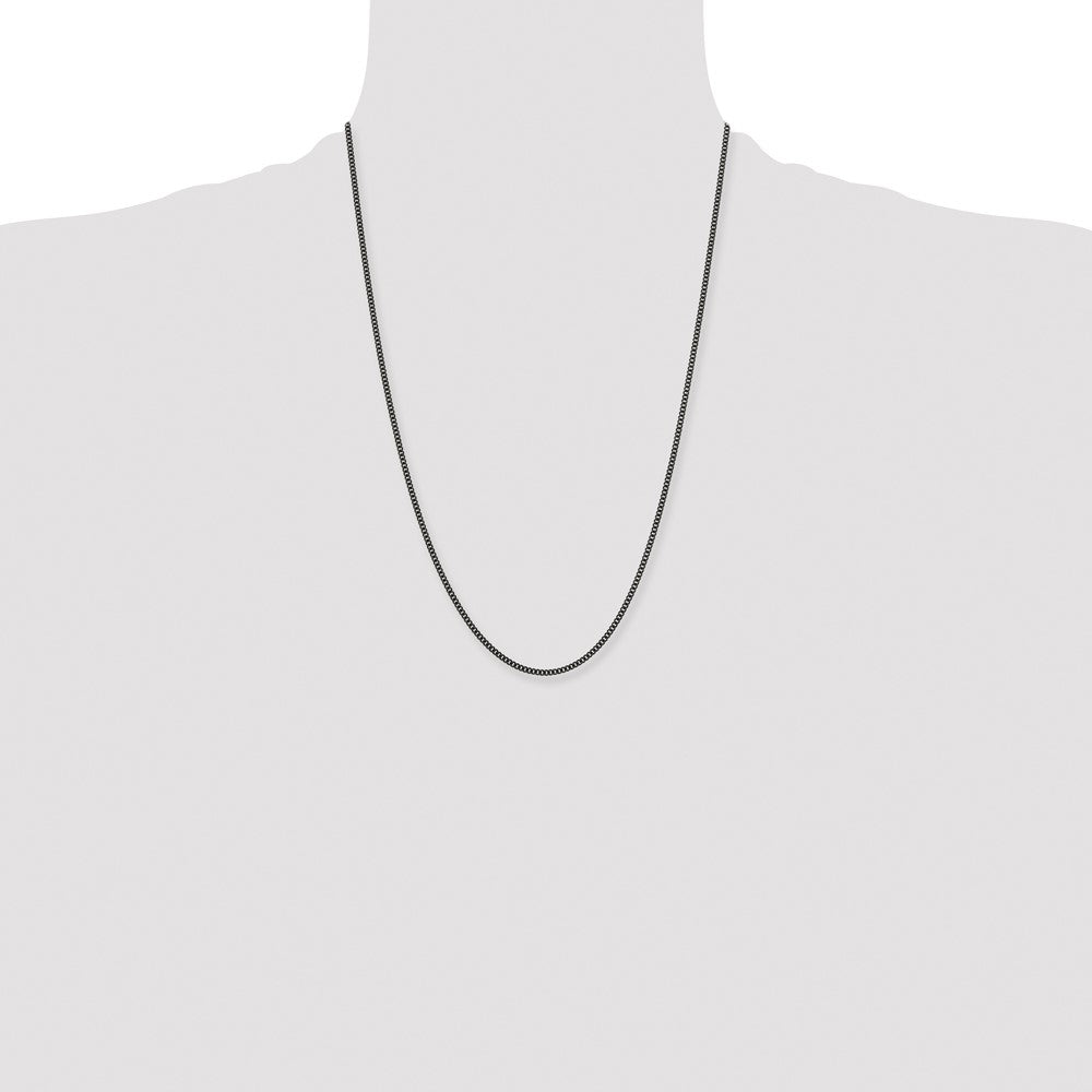 Stainless Steel Polished Black IP-plated 2.25mm Round Curb Chain