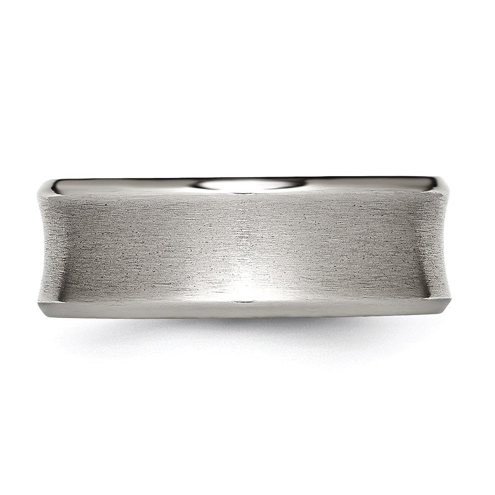 Titanium Brushed & Polished Concave 8mm Beveled Edge Band Size - 8.5