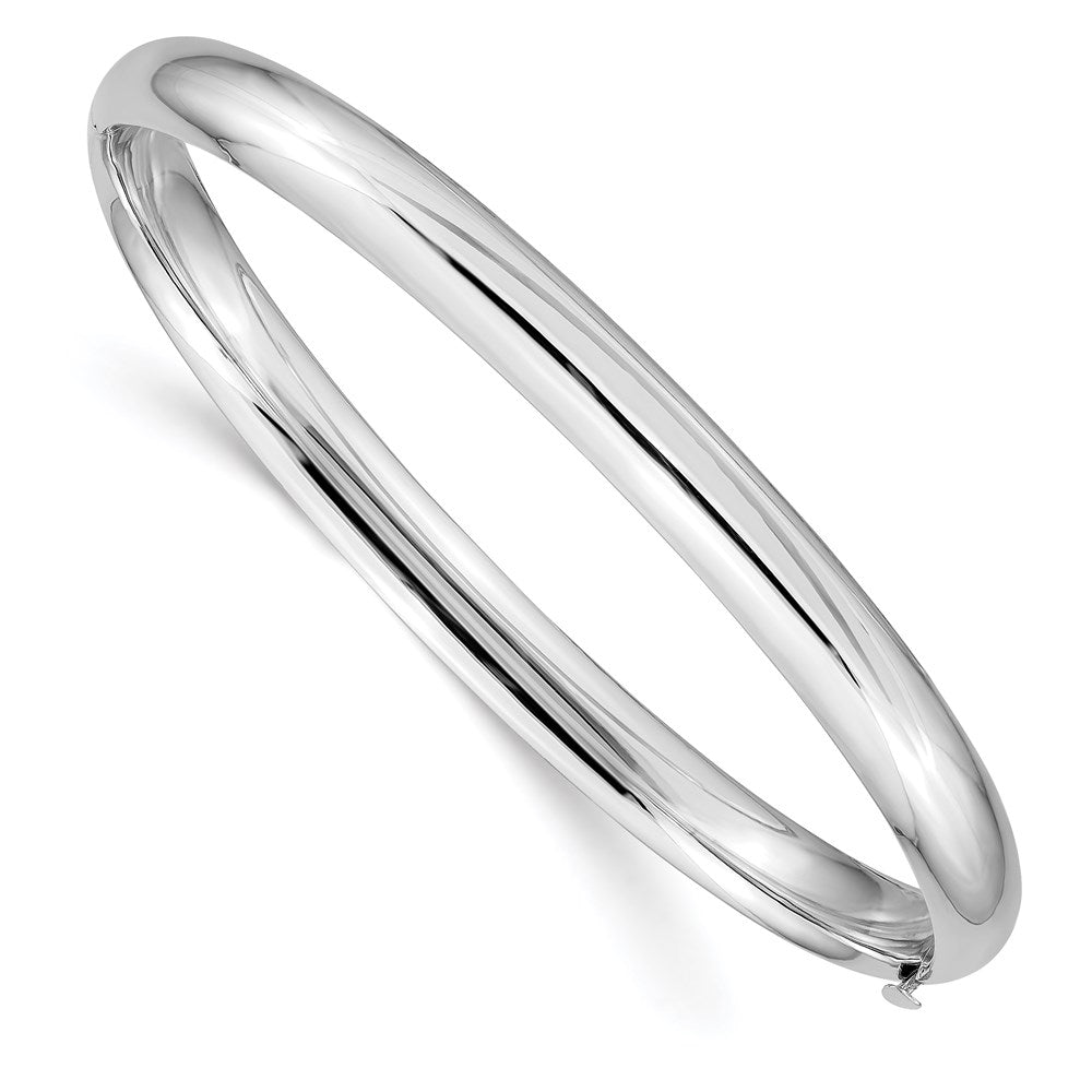 14k White Gold High Polished 6.00mm Hinged Bangle 7 inches