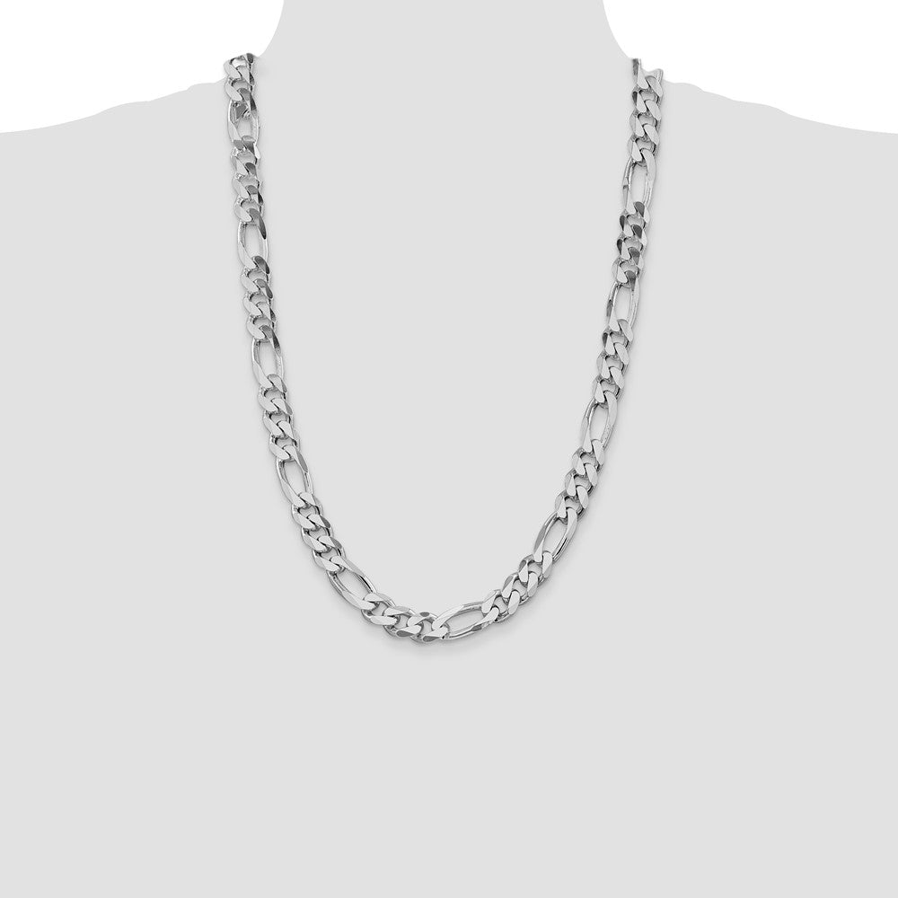 Sterling Silver Rhodium-plated 10.75mm Figaro Chain 26 Inches