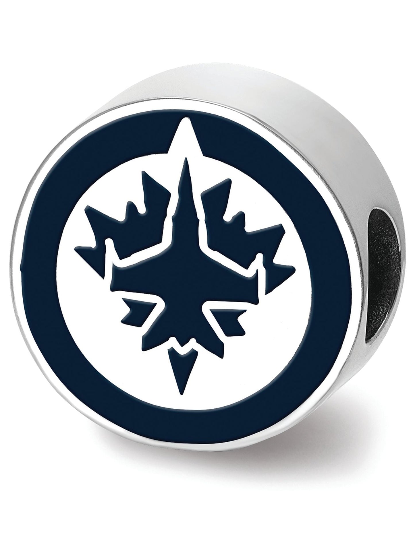 Sterling Silver Rhodium-plated NHL LogoArt Winnipeg Jets Enameled Bead
