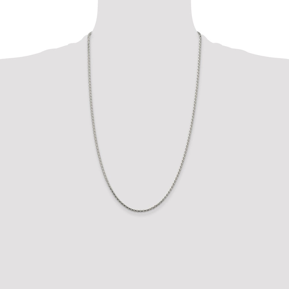 Sterling Silver 2.15mm Diamond-cut Round Spiga Chain 26 Inches