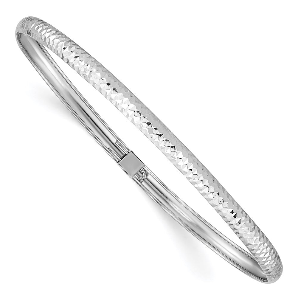 14k White Gold Textured Flexible Bangle 7.5 inches
