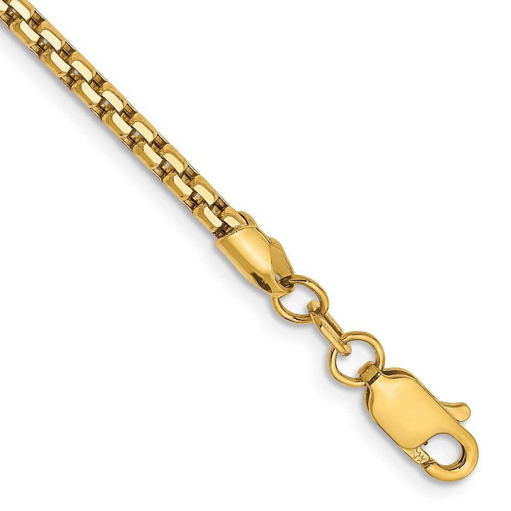 14K 8 inch 2.45mm Semi-Solid Round Box with Lobster Clasp Bracelet 8 inches