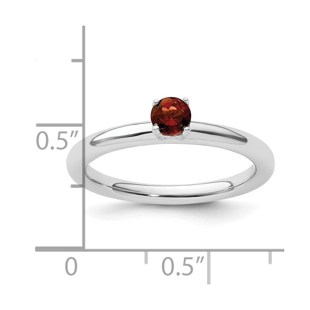 Sterling Silver Expressions Rhodium Garnet Ring