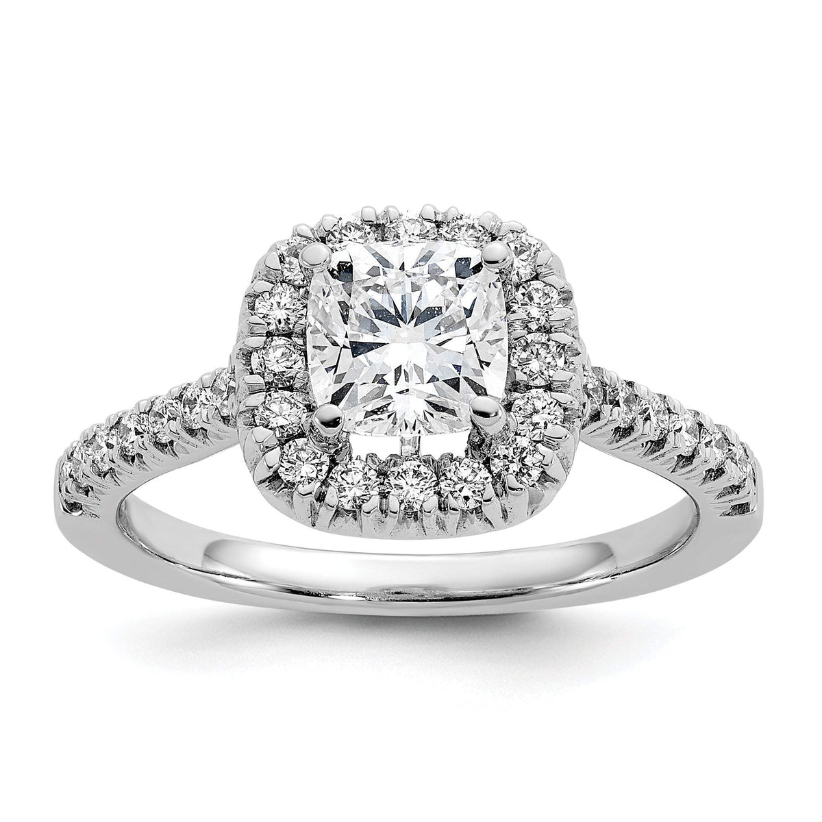14k 3/8 carat Lab Grown Diamond VS/SI+ G+ 1 carat Cushion Center Semi Mount Halo Engagement Ring