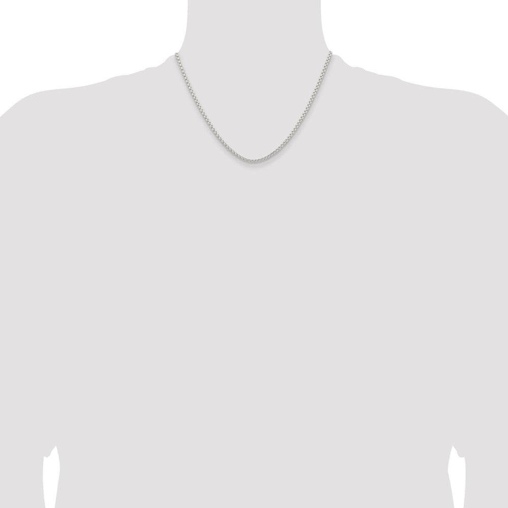 Sterling Silver 2.6mm Round Box Chain 18 Inches