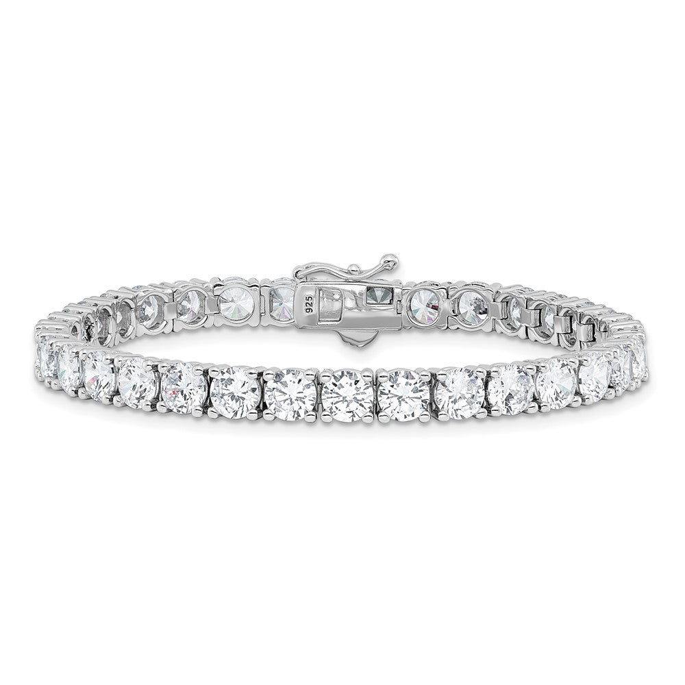 Sterling Shimmer Sterling Silver Rhodium-plated 5mm CZ 34 Stone 7 inch Bracelet 7 inches