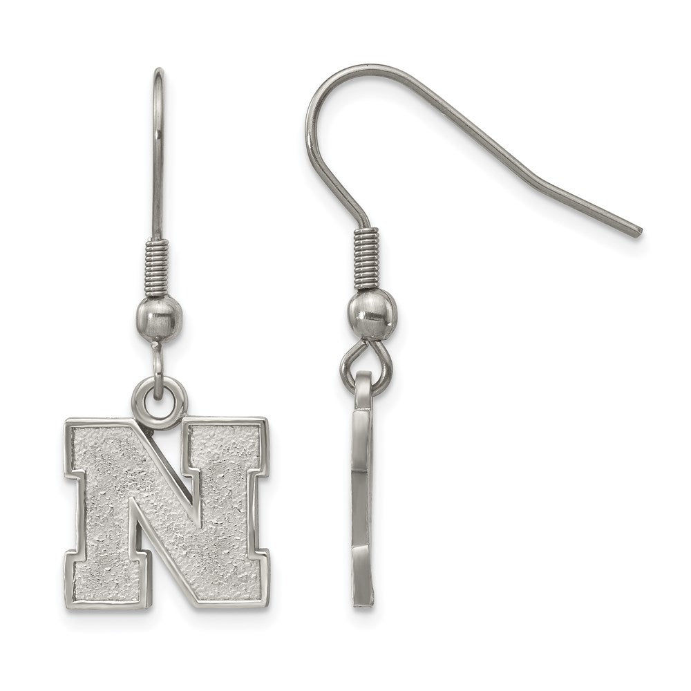 Stainless Steel LogoArt University of Nebraska Letter N Dangle Wire Earrings QST517UNE